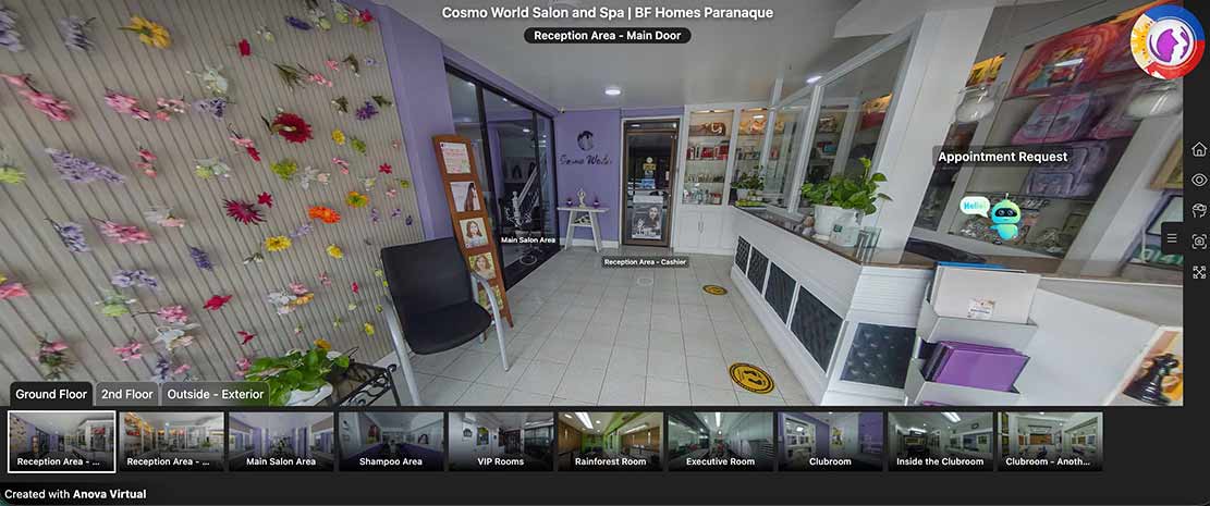 cosmoworld salon spa 360 virtual tour